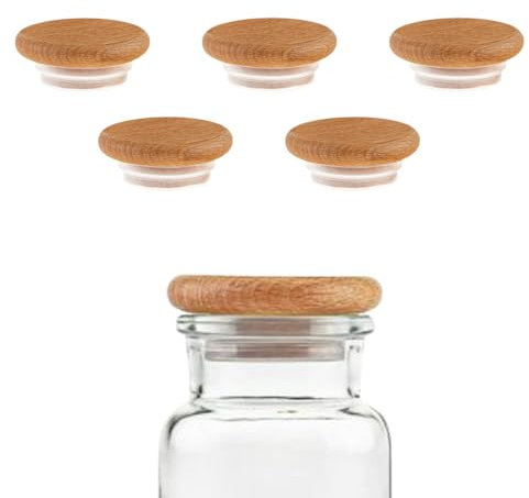 mikken 6 Holzdeckel Buche für Gewürzgläser 3,9/4 cm auch passend für Ankerkraut Gläser