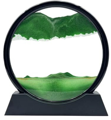 AzureLeap Sandbilder zum Drehen 3D Sandscape - die Sandkunst in Tiefsee Fließende Sandmalerei Sandbild Geschenke Sanduhr Deko Aesthetic für Büro Wohnzimmer Schreibtisch Erwachsene Kinder (GRÜN-7)