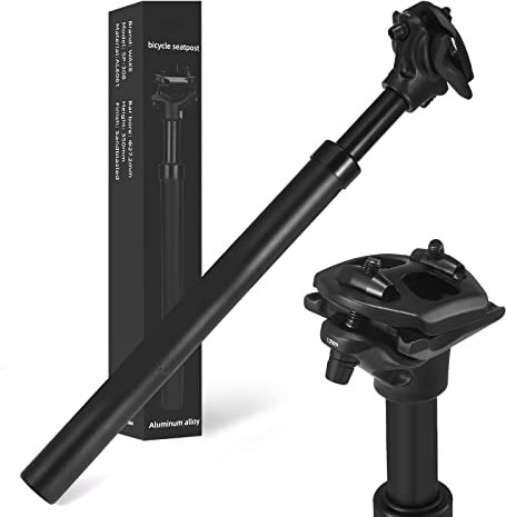 Sattelstütze gefedert, mit 27.2/30.9/31.6mm Durchmesser, Verstellbare Federsattelstütze mit 2 Distanzhülsen, Komfortables Fahrerlebnis-Leicht, Passend für jedes Fahrrad, MTB Downhill Trekking Citybike
