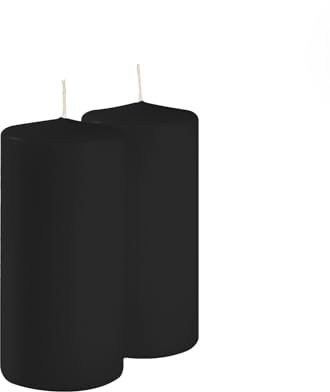 Risthò Stumpenkerzen, schwarz, Durchmesser 7 cm, Höhe 15 cm, 4 Stück