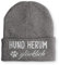 tshirtladen Beanie Hund Herum glücklich Wintermütze Mütze mit lustigem Spruch, Farbe: Grau