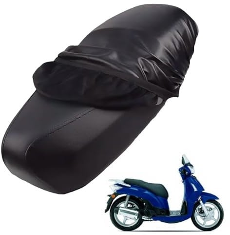 generisch Leder-sitzbezug Motorrad kompatibel mit Kymco People S 125 2004-2010,Roller sitzbankbezug,wasserdicht,regendicht,staubdicht und sonnenfest (Black)