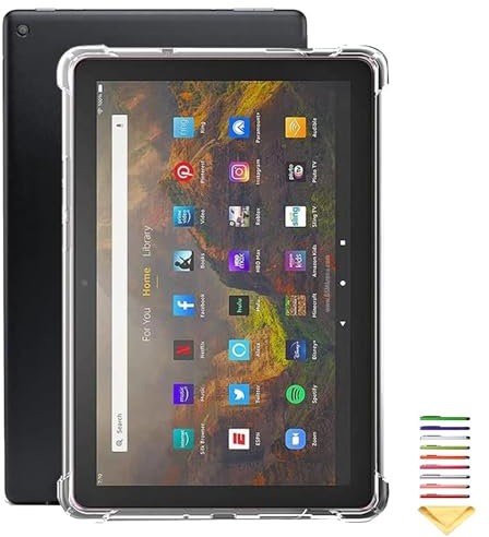 UUcovers Funda transparente para tablet Amazon Kindle Fire HD 8 (8ª/7ª/6ª generación, versión 2018/2017/2016) de 8 pulgadas [con 10 calcomanías de libro] Cubierta trasera de silicona TPU suave