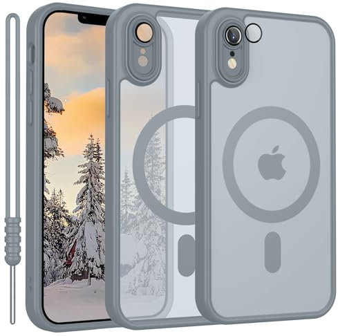 YUANDMI für iPhone XR Hülle kompatibel mit MagSafe, Hanyhülle für iPhone XR Magnetisch Dünn Matte Touch Kameraschutz, Anti-Gelb rutschfest Kratzfest Schutz Stoßfest Hülle Hell Grau