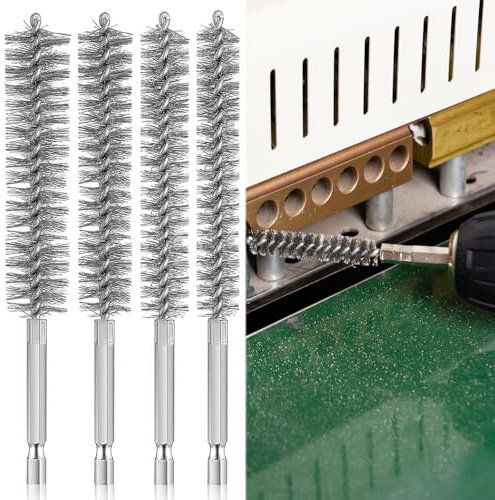 8 PCS Wire Brush for Drill Stainless Steel Wire Bore Brushes, Wire Brush Set Thick Flexible Feeding Tube Cleaning Brushes Cleaning Steel Brush Hex Shank Handle Drill Wire Brush for Power Drill