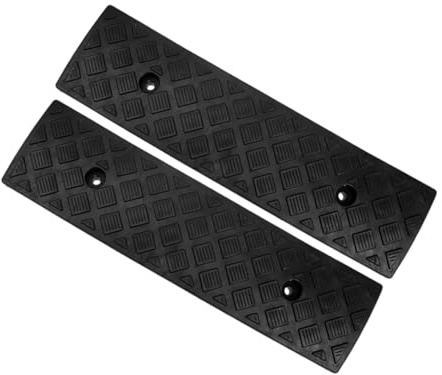 2 Stück Bordsteinrampe aus Gummi für Rollstuhl und Mäher Schwarz | Rutschfeste Oberfläche, Dreieckige Form mit Abgeschrägter Kante, für Garten und Schuppeneingang