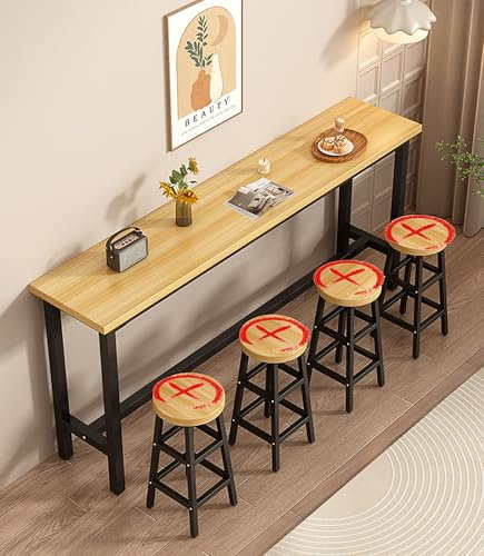 Mesa alta de bar de 120/140/160/180 cm - Mueble de comedor para desayuno, mesa de cóctel de 105 cm de altura, mueble de cocina de nogal