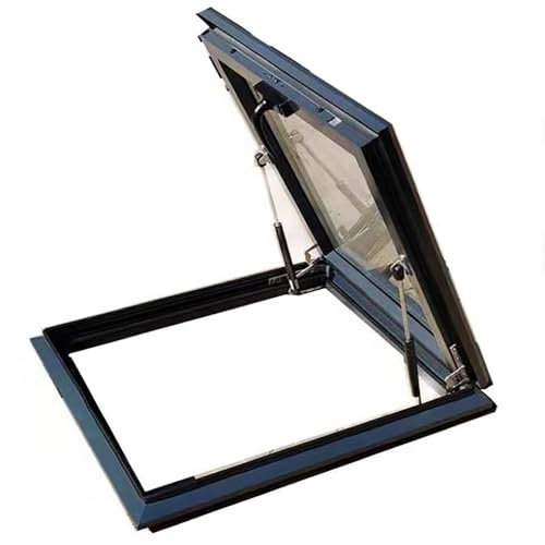Dachfenster,Dachwartung Oberlicht,Geneigtes Flachdach-Lichtschacht Fenster,Dachboden Lüftungs-Oberlicht Mit Stützstangen,Transparentes Dachfenster,Gehärtetes Glas(80 * 100cm/31.5 * 39.3in)