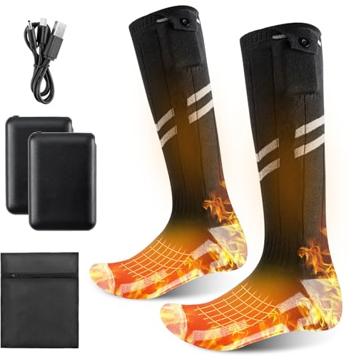 Olycism Beheizbare Socken Damen & Herren mit Akku 5000/8500 mAh Volle Sohle Heizsocken Herren & Damen Wiederaufladbar Waschbar für Wintercamping Jagen Fischen Reiten Skifahren
