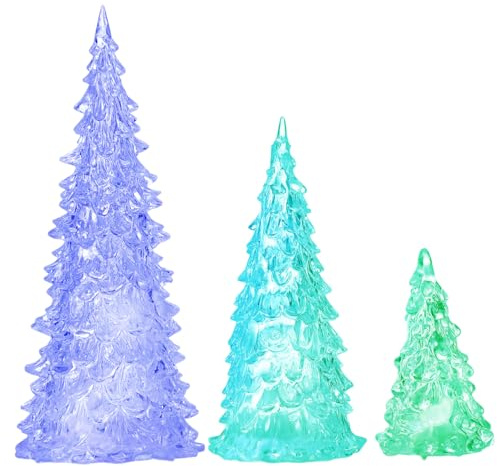 MAGICLULU 3 Stück Beleuchtete Weihnachtsbaumfigur aus Acryl, 7-Farbwechsel, Acryl, Led-beleuchteter Mini-Weihnachtsbaum, Bunt Leuchtend, für Die Weihnachtsdekoration