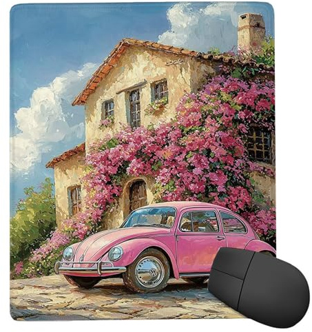 Tapis de Souris Gaming Voitures Florales Petit Tapis Souris 250 x 200 mm, Petit Mouse Pad sous Main avec Base en Caoutchouc Antidérapante, Accessoire Bureau, pour Gamer, Bureau rf-447
