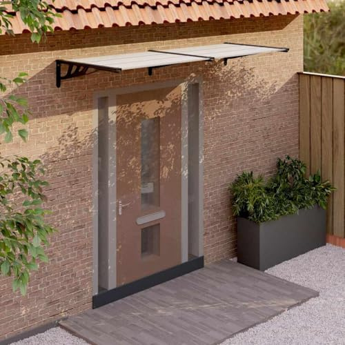 Sonnensegel Manuelle Gelenkarmmarkise,Türvordach Schwarz und Transparent 239x90 cm Polycarbonat,Für Outdoor Terrasse Balkon,Einfache Montage Ohne Bohren