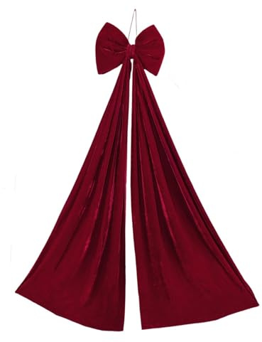SZLIFE Fiocco di Velluto Rosso Grande Fiocco Decorazione Ornamento Artigianato Puntale Albero di Natale Decorazioni Natalizie per Interni ed Esterni casa, L