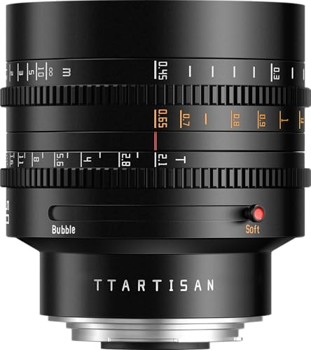 TTARTISAN Objetivo Cine de 50 mm T2.1 de formato completo, enfoque manual Bubble & Soft Dual Bokeh Design, DeClick Aperture, compatible con cámaras Canon RF Mount