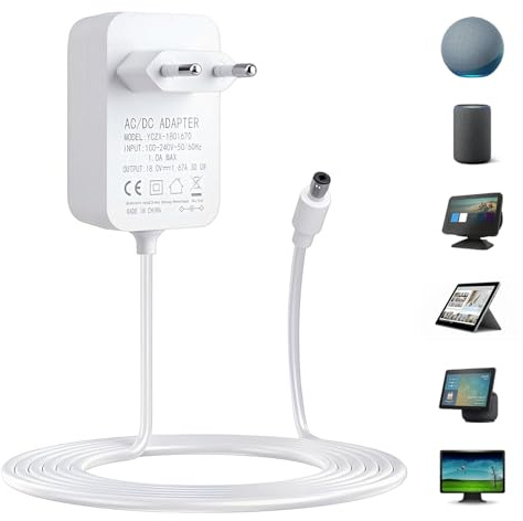 30W Netzteil für Echo (3./4. Gen), Show 8, Show 10/15/21, Echo Plus 2. Gen – 18V 1.67A Kompatibel mit Alexa, 1,2 Meter Ladekabel, Weiß – Ideal für Alexa-Geräte und zuverlässiges Laden