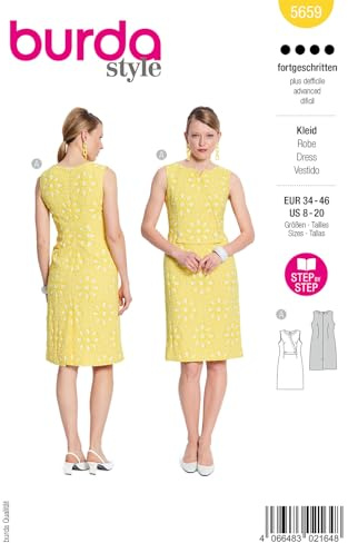 burda style Papier Schnittmuster Damen Etuikleid #5659 Gr. 34-46 Nählevel: fortgeschritten