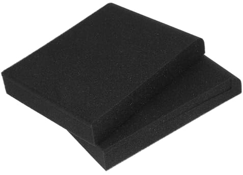 Small Speaker Isolation Pads High Density Foam Vibration Absorption 2pcs | Black Pair, Stable Support for Angled Display, Compact Studio Treatment, Musical Equipment Separation Accessory