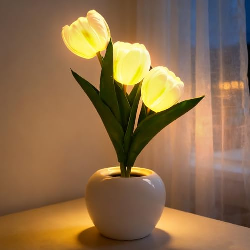Tulpen LED Lampe, Blumen Lampe LED,Tulpenlampe Led, Tulpen Nachtlicht | Tulpen Tischlampe, Lampe Schlafzimmer Nachttisch, Nachttischlampe, Valentinstag, Muttertag, Weihnachtsauswahl
