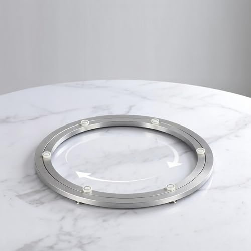 Aluminium DrehtellerLager, 50cm (20 Zoll) Drehbeschlag Schwerlast Lazy Susan Plattenspieler Ring mit Rutschfesten Gummifüßen 360 Grad Drehkranz für Esstisch Servierplatte Display Ständer