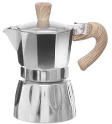 KASANOVA Caffettiera 2 tazze con manico effetto legno grigio Tè e caffè