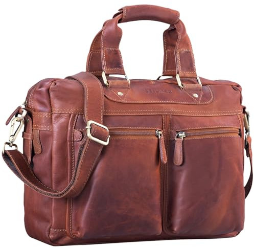 STILORD 'Jesse' Borsa lavoro da donna uomo in pelle Ventiquattrore con tracolla Portadocumenti Borsa porta PC da 15,6 pollici, Colore:cognac-marrone