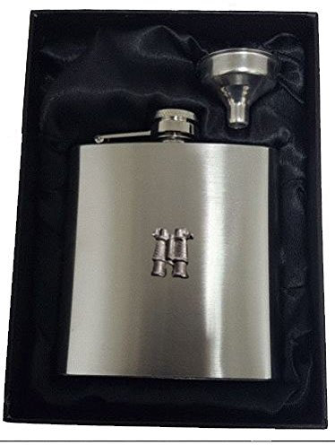 Binoculars 1.3x2.3cm gt269 6oz Captive Top Stainless Steel Hip Flask boxed with funnel POSTED BY US GIFTS FOR ALL 2016 FROM DERBYSHIRE UK …