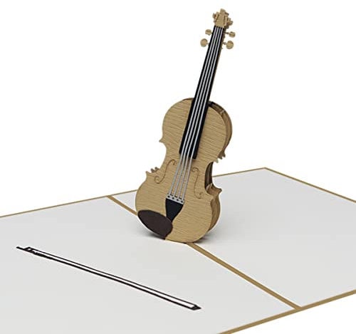 Sweetpopup® 3D Pop Up Karte Glückwunschkarte Geburtstagskarte Grußkarte Gutschein Geschenkkarte Instrumente Konzert Orchester Glückwunsch Geburtstag Musiker | Klappkarte Violin/Geige, 076z