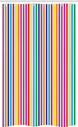 ABAKUHAUS Coloré Rideau de Douche Stalle, Rayures Verticales Imprimer, Ensemble de Salle de Bain en Tissu en Crochets, 120 x 180 cm, Jaune Rouge Bleu