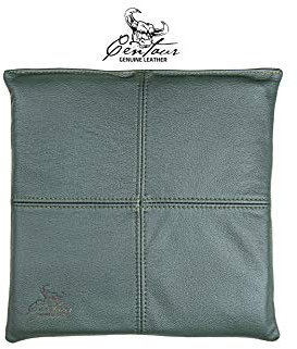 Centaur - Hochwertiges Leder Sitzkissen - Flaschengrün 40x40 cm - Ideal für Stuhl oder Sitzbank - Abwaschbare Echtleder Stuhlkissen - Pflegeleichte Sitzauflage