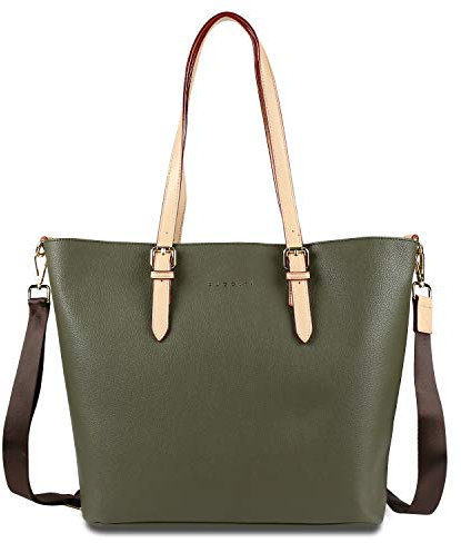 bugatti Ella großer Shopper bag-in-bag für Frauen, Damen-Handtasche Kunstleder, olive