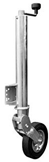 UNITRAILER Automatiskt stödhjul med handtag 250 kg Ø 60 mm 785–955 mm massivt gummi 200 x 60 stålfälg, monteringsplatta 129 x 104, 11 mm, hål, dragstång, rangering, husvagn