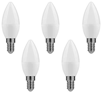 Candelastika 5 Stück LED Candle C37 6-45 Watt E14 860 600 Lumen Tageslicht nicht dimmbar – E14 Leuchtmittel - LED Glühbirne - LED Lampe - LED Glühlampe - LED Birne - LED Kerzenbirne – Kerzenform