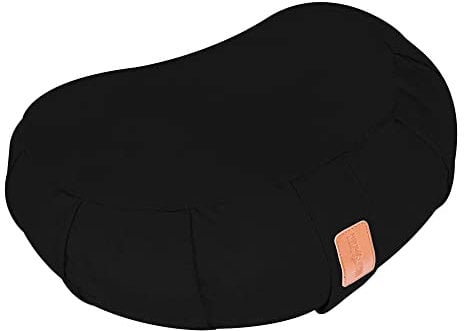 GORILLA SPORTS® Yoga-Kissen Halbmond Sitzhöhe 19 cm Schwarz – Meditationskissen mit waschbarem Baumwoll-Bezug und Bio-Dinkelfüllung