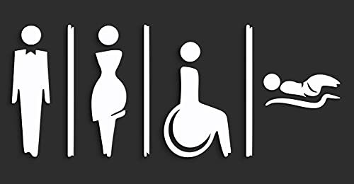 Signs - Set Targa Fasciatoio a Rilievo (15 cm) - Adesivo Toilette SA124 - Adesivo Bagno Uomo Donna Disabile Simbolo Fasciatoio (4 Figure a scelta, Bianco)
