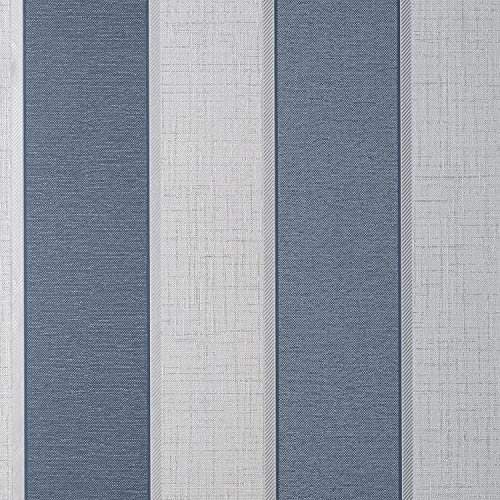 Larson Stripe Wallpaper Textured Vinyl Metallic Navy Silver