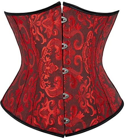 Jutrisujo Unterbrust Korsett Corsage Red Corset Top Damen taillenkorsett Gothic elegant Burlesque Schwarz Rot XL