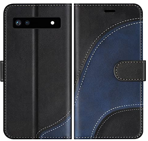 BoxTii Cover per Google Pixel 6A 5G, Custodia in PU Pelle Portafoglio per Google Pixel 6A 5G, Magnetica Cover a Libro con Slot per Schede, Nero