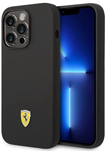 Ferrari FESSIHMP14LBK hülle für iPhone 14 Pro 6,1 Schwarz hardcase Silicone Metal Logo Magsafe