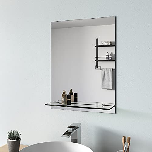S'AFIELINA Badspiegel mit Ablage 45x60 cm Spiegel mit Ablage Badezimmer Spiegel Wandspiegel mit Ablage