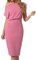 DEARCASE Robe Femme Sans Bretelles Portefeuille Décontracté à Manches Courtes Côtes Partie Robes Midi Une Pièce, rose, L