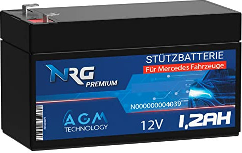 NRG PREMIUM Stützbatterie 12V 1,2Ah N000000004039 Backup Batterie AGM Akku Longlife Technologie Verschlossen Wartungsfrei