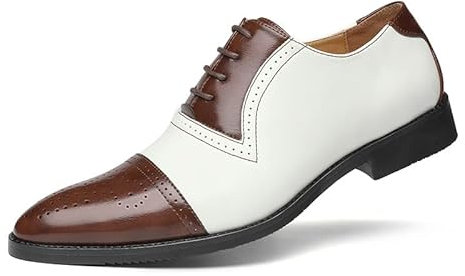 HuitJours Herren Brogues Wingtip Schnürschuhe Braun Oxford Klassisch Business Freizeit Zuschauer Gatsby Derby Abschlussball Kleid Schuhe rutschfeste Schuhe für Herren, H-braun, 43 EU