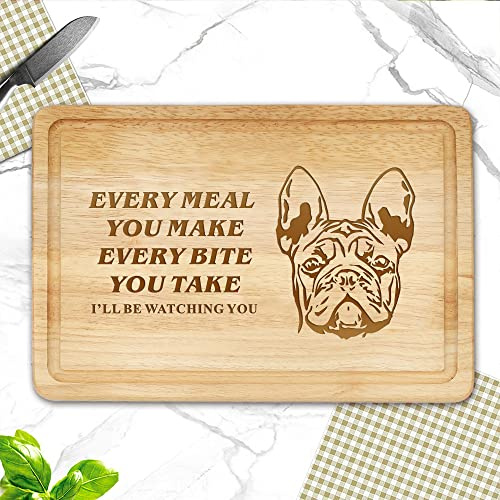 French Bulldog Wooden Chopping Board - Dog and Cheese Gifts - Oak, Laser Engraved - Home Decor