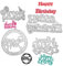 4 pièces Matrices de Découpe pochoir de perforation Happy Birthday Set de formes Joyeux anniversaire gaufrage Cutting Dies pour la fabrication de cartes DIY Scrapbooking Album Cartes Bricolage