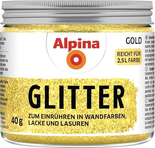 Alpina Kreativ Glitter – Goldener Glitterzusatz zum Einrühren in Wandfarben