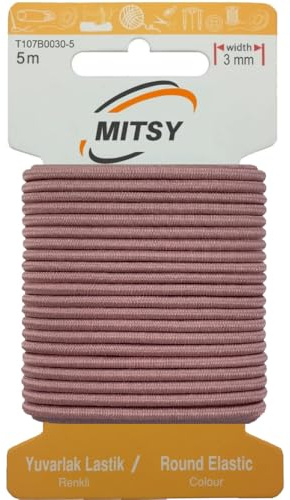 MITSY Reißfeste Rund Gummiband Gummikordel zum Nähen 3 mm 5 m Rosa | Starkes Rundgummi, Elastisch & Reißfest, Gummibänder, Gummilitze für Handarbeit, Hosengummi, Basteln & DIY