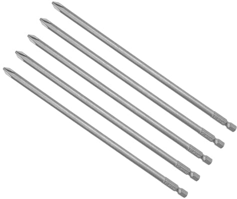 CoCud 5Stk Kreuzschlitz Kreuz Schraubendreher Bits 6mm PH2 200mm Lang S2 | Kreuzschlitz Bohrspitze, 1/4 Sechskant Schaft, Magnetisch, für Leistung Schlagschrauber