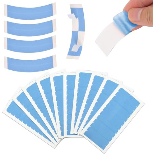 Tranquilique 140 PCS Hair Extension Tapes, Double Sided Adhesive Tapes, Durable Waterproof Tape Hair Extensions Glue Strips for Replacement(Blue,Size:3.94 X 2.09 X 1.57 X 0.31inch)