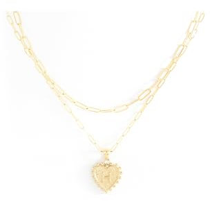 GIFT4U Buchstaben Kette Damen,18K Gold Vergoldet Geschichtete Halskette mit Buchstaben Damen Gold Kette mit Herz Anhänger Initiale Namenskette Schmuck Geschenke für Frauen H