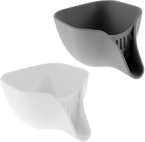 2Pcs Panier d'Égouttage Multifonctionnel en Silicone Passoire Cuisine Silicone avec Drainage Basket Funnel Egouttoir Silicone Pates Cusine Kitchen Filtrer Humidité pour Fruit Légumes (2Pcs A)